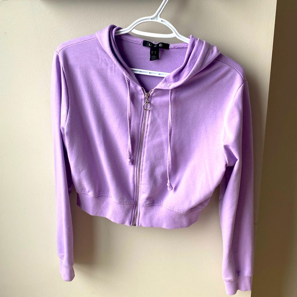 Violet Cropped Sipper Hoodie